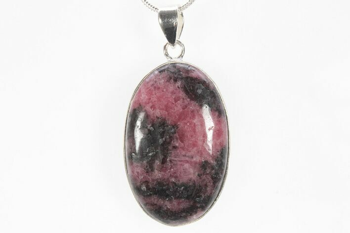 Polished Rhodonite Pendant - Sterling Silver #238626